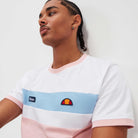 Ellesse Men's Blockadi Tee - White/Light Pink/Light Blue T-Shirt