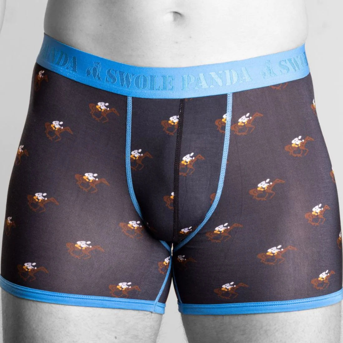 Swole Panda Bamboo Boxers 2 Pack - Navy Blue / Racehorses