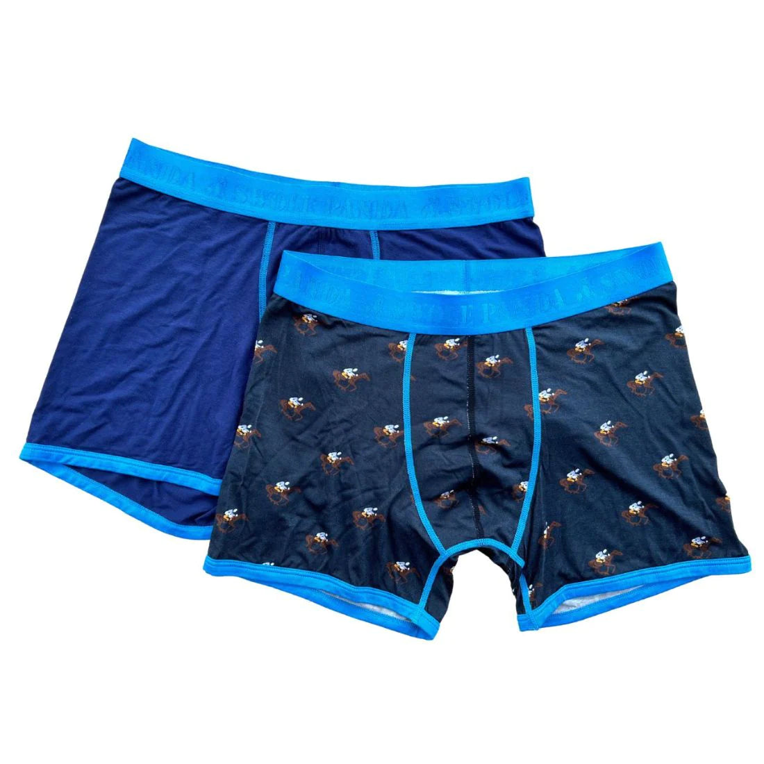 Swole Panda Bamboo Boxers 2 Pack - Navy Blue / Racehorses