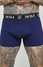 Siksilk 3 Pack Logo Cotton Stretch Boxer - Black, Navy, Burgundy