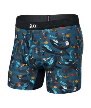 Saxx Underwear DROPTEMP™ Cool Mesh 1 Pack Boxer Briefs Whale Watch Storm - Blue