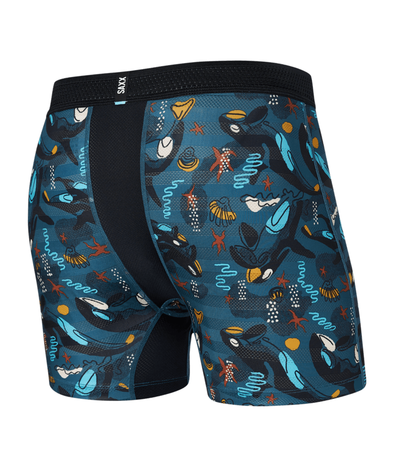 Saxx Underwear DROPTEMP™ Cool Mesh 1 Pack Boxer Briefs Whale Watch Storm - Blue