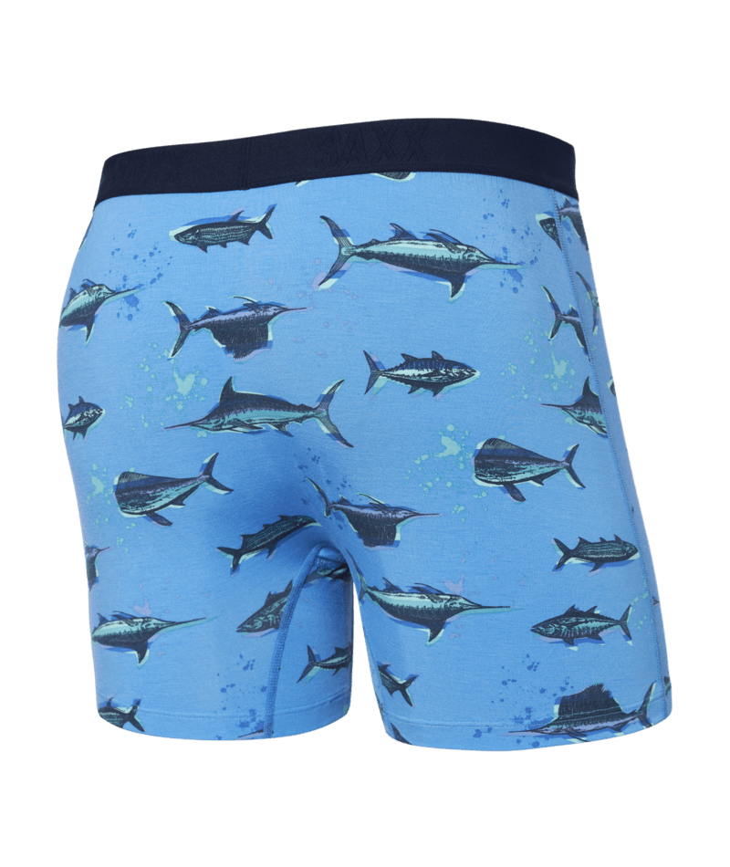 Saxx Ultra Super Soft Comfort Blend Boxer Briefs - Fish ON - Sail Blue