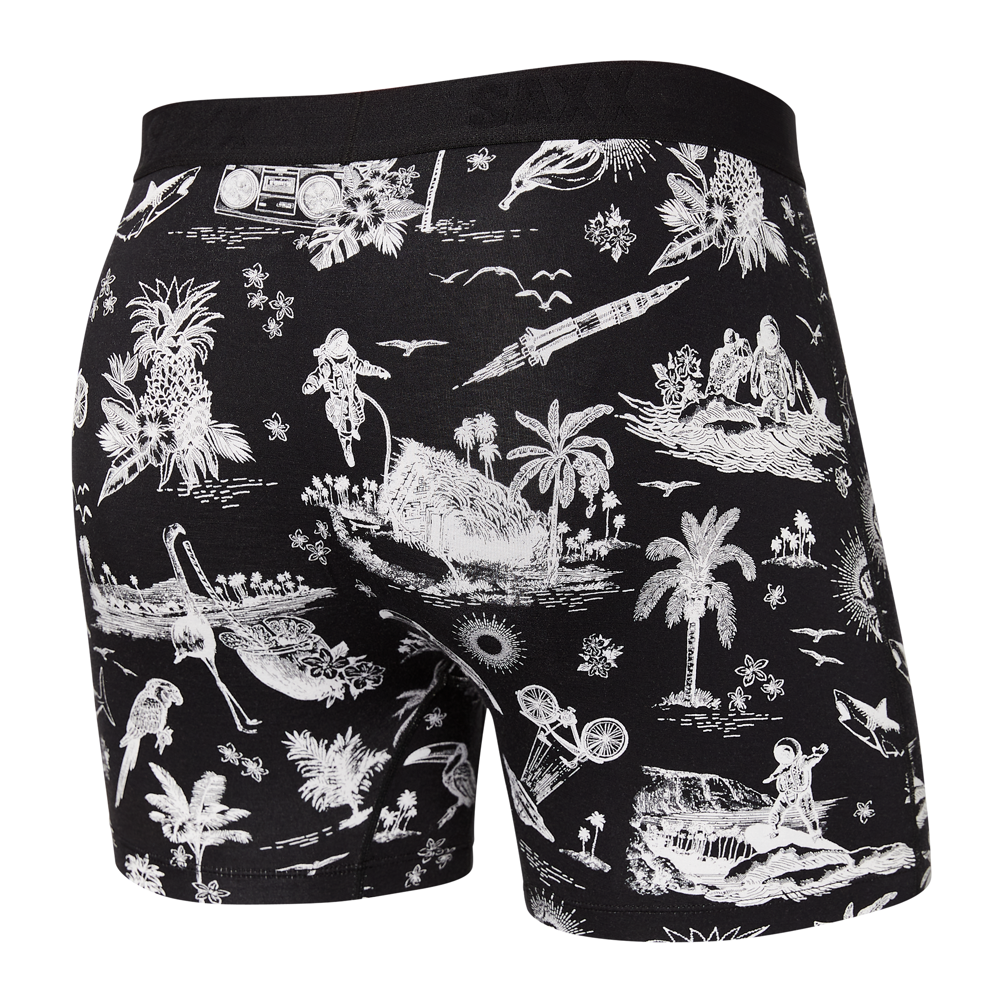 Saxx Ultra Super Soft 1 Pack Boxer Briefs - Black Astro Surf & Turf