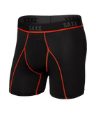 Saxx Kinetic Light Compression Mesh Boxer Briefs - Black/Vermillion