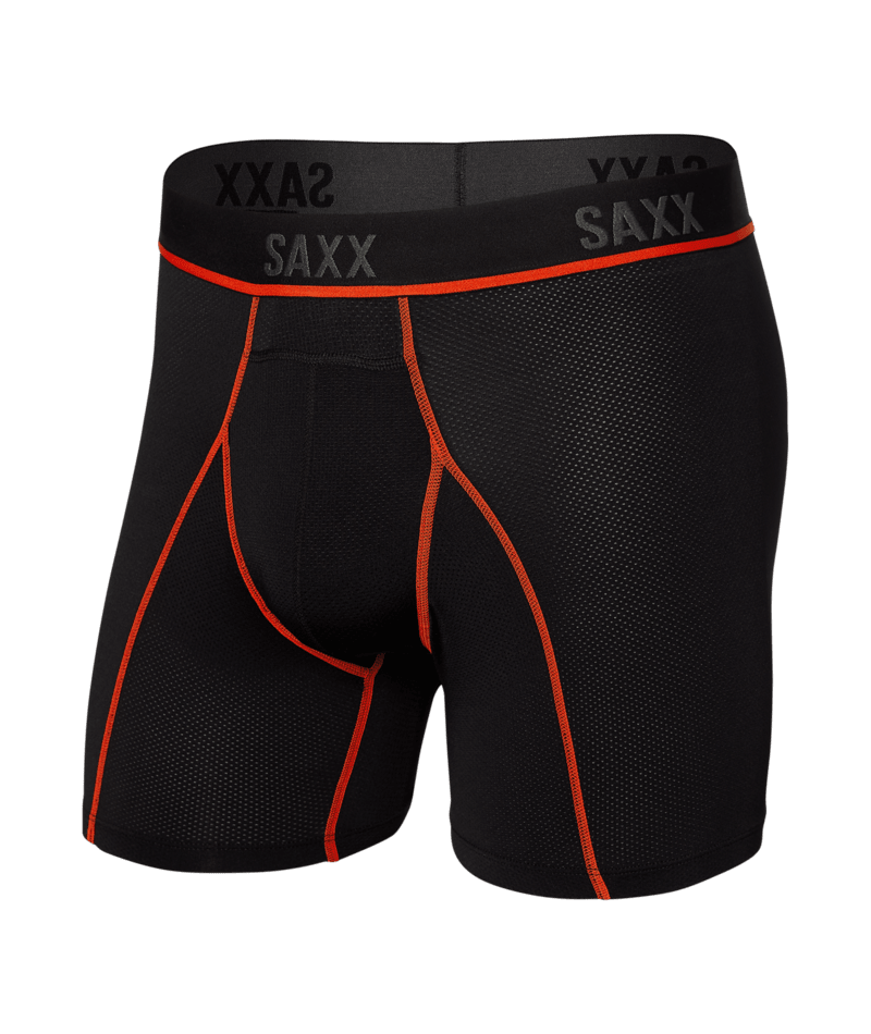 Saxx Kinetic Light Compression Mesh Boxer Briefs - Black/Vermillion ...