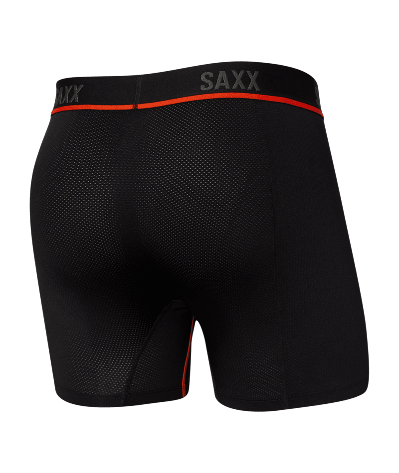 Saxx Kinetic Light Compression Mesh Boxer Briefs - Black/Vermillion