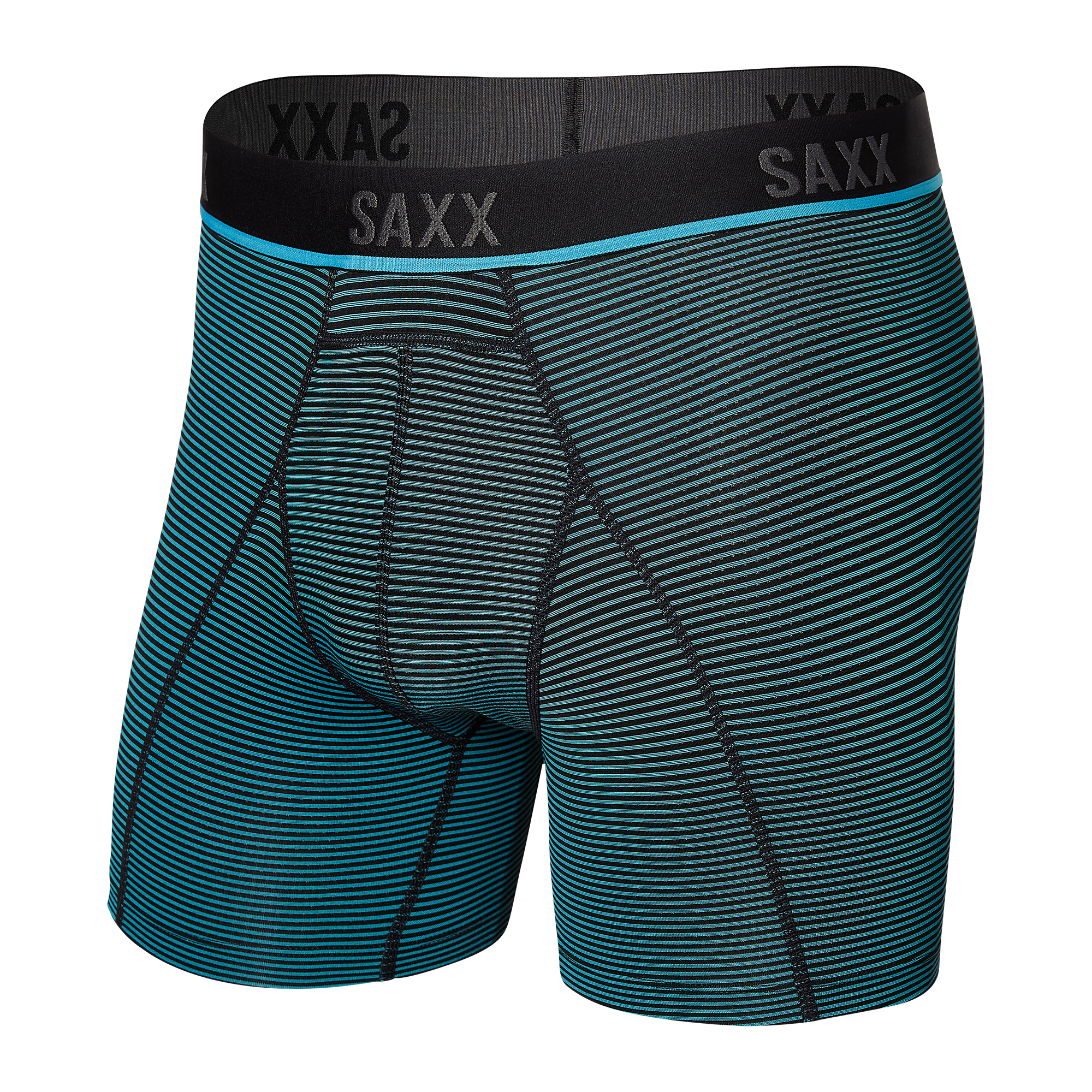 Saxx Kinetic L-C Mesh Boxer Briefs - Cool Blue Feed Stripe