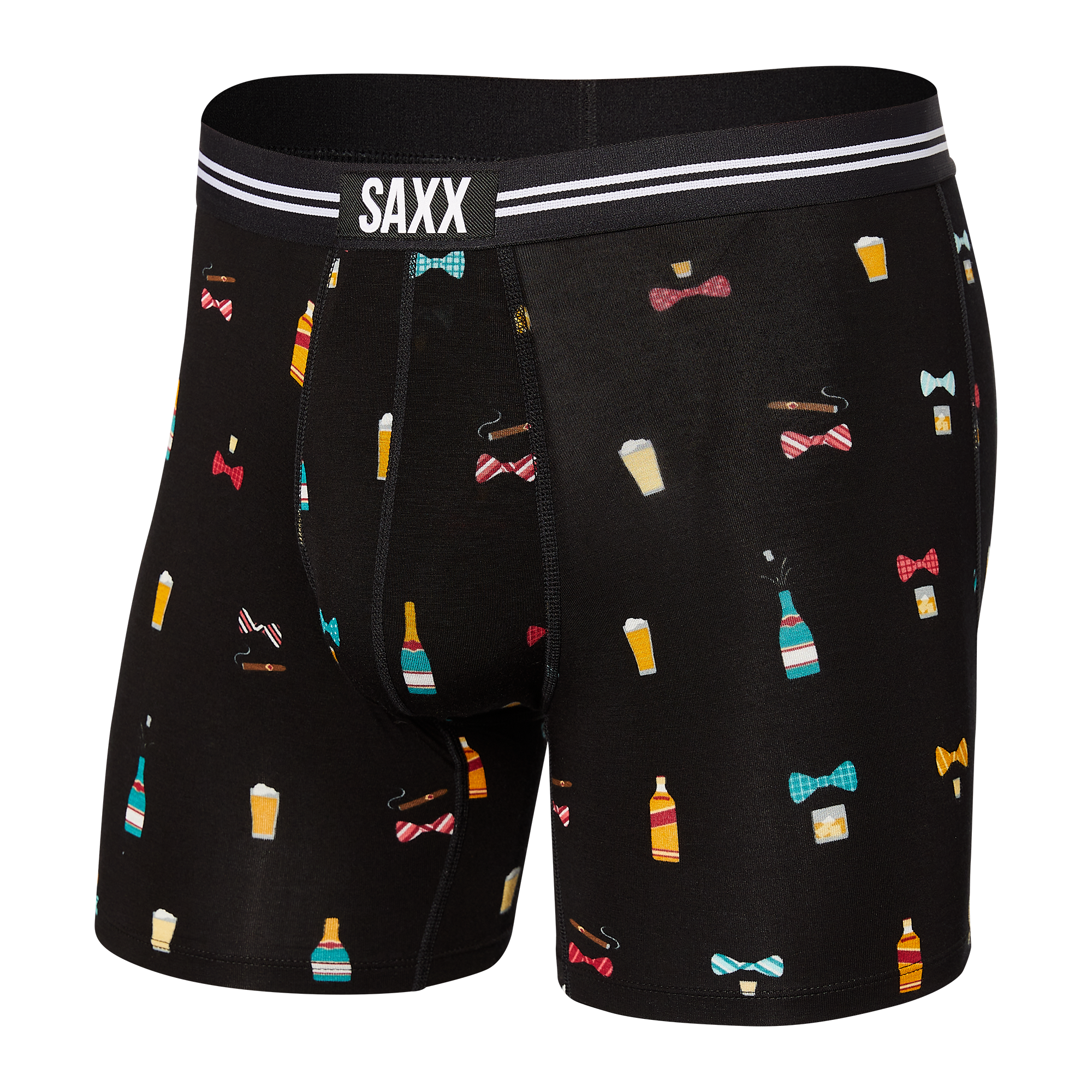 Saxx Vibe Supersoft 1 Pack Boxer Briefs - Black Bowties N Booze