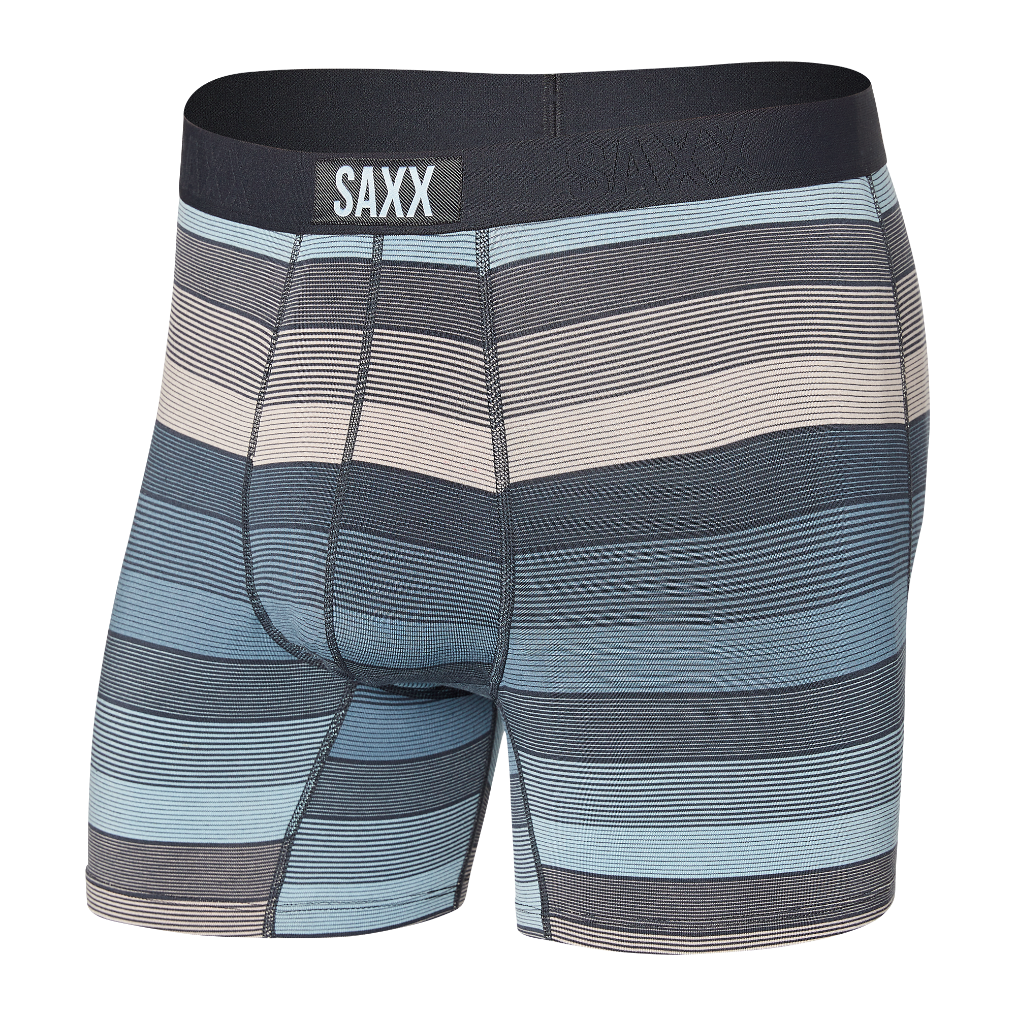 Saxx Vibe Supersoft 1 Pack Boxer Briefs - Hazy Stripe Washed Blue