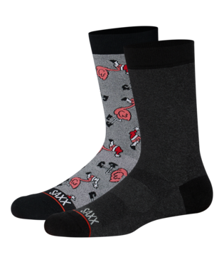 Saxx Whole Pakage Crew 2 Pack Socks - Black Hthr /Fa La Mingo