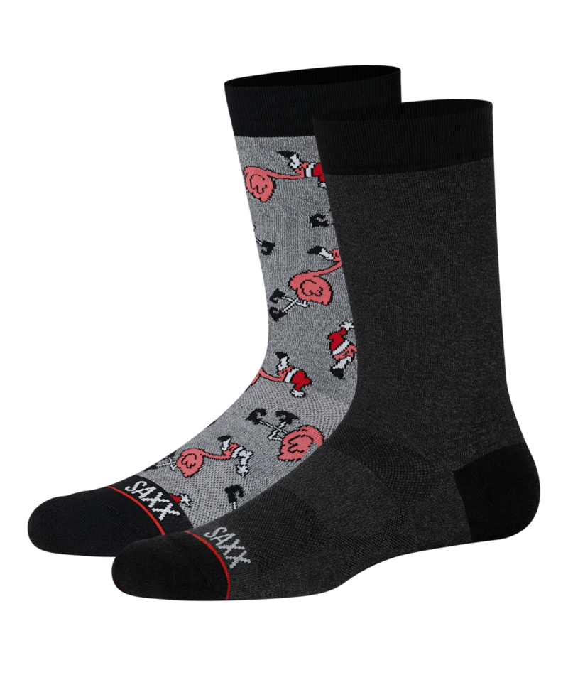 Saxx Whole Pakage Crew 2 Pack Socks - Black Hthr /Fa La Mingo