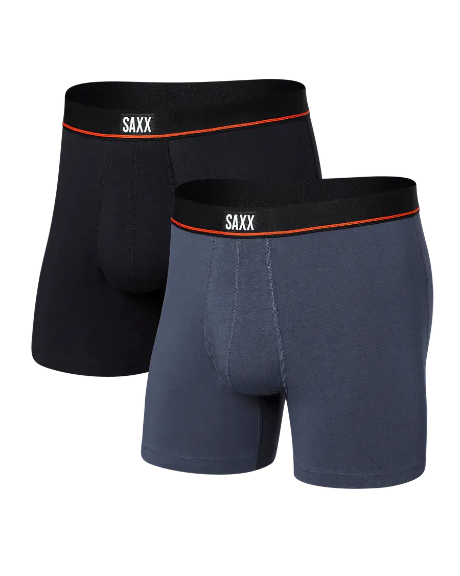 Saxx Underwear Non Stop Stretch Cotton 2 Pack Boxer Briefs - Deep Navy/Black