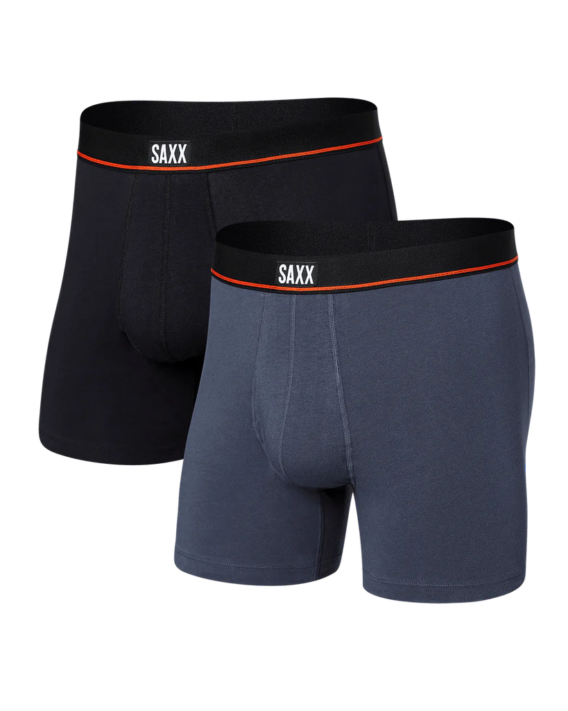 Saxx Underwear Non Stop Stretch Cotton 2 Pack Boxer Briefs - Deep Navy/Black