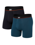 Saxx Underwear Non Stop Stretch Cotton 2 Pack Boxer Briefs - Hurricane / Black