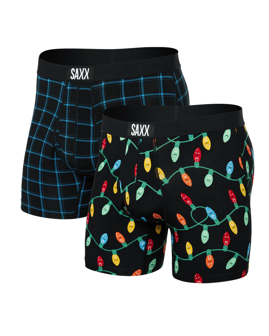 Saxx Ultra Super Soft 2 Pack Boxer Briefs - Getta Watt / Windowpane