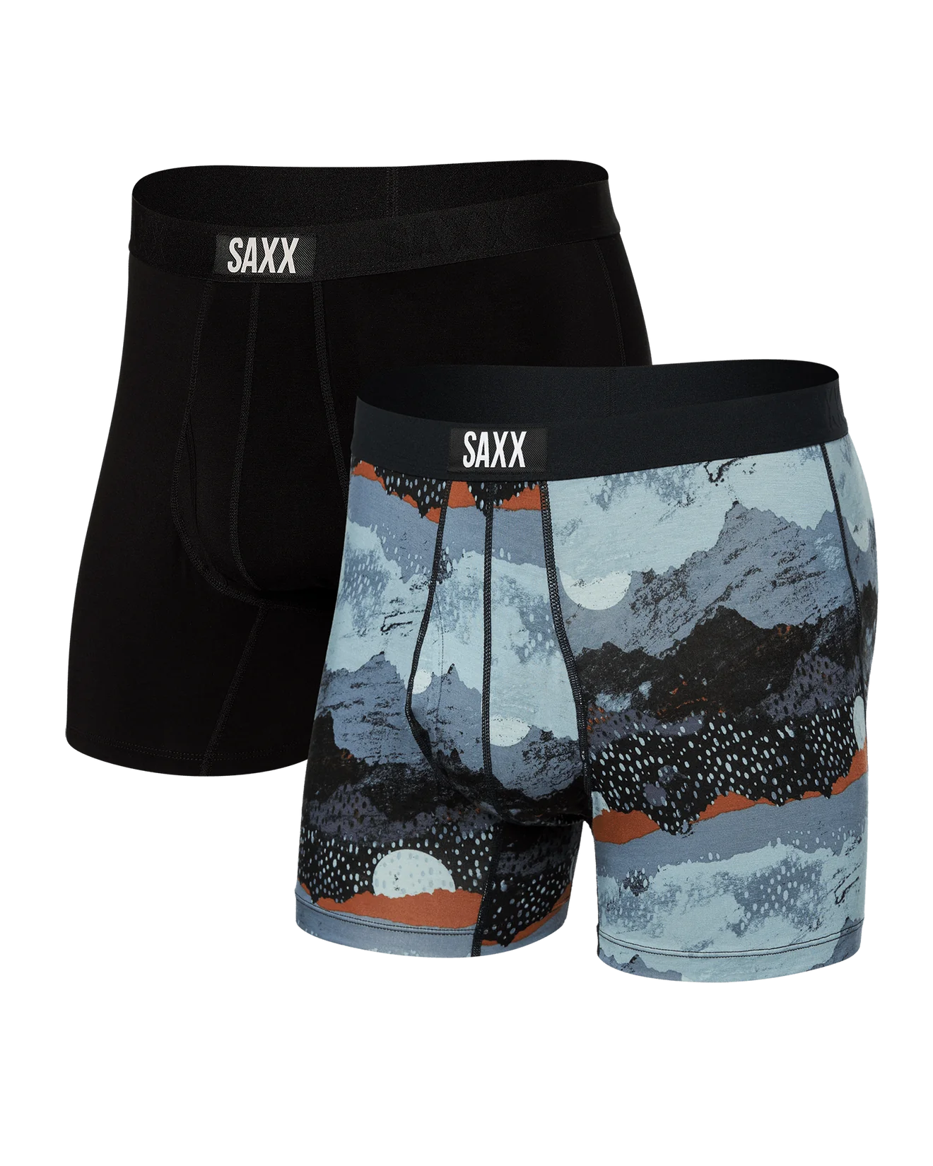 Saxx Ultra Super Soft 2 Pack Boxer Briefs - Peak Winter / Black