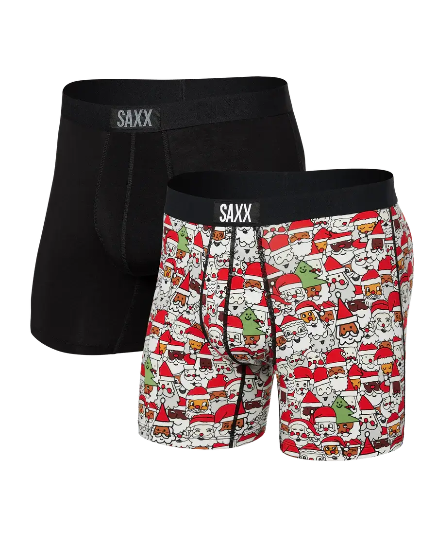 Saxx Underwear Vibe Supersoft (2 Pack) Boxer Brief 5" - All Santas / Black