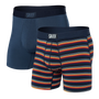 Saxx Underwear Vibe Supersoft 2 Pack Boxer Briefs - Field Stripes / Navy