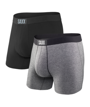 Saxx Underwear Vibe Supersoft 2 Pack Boxer Briefs - Black/Grey