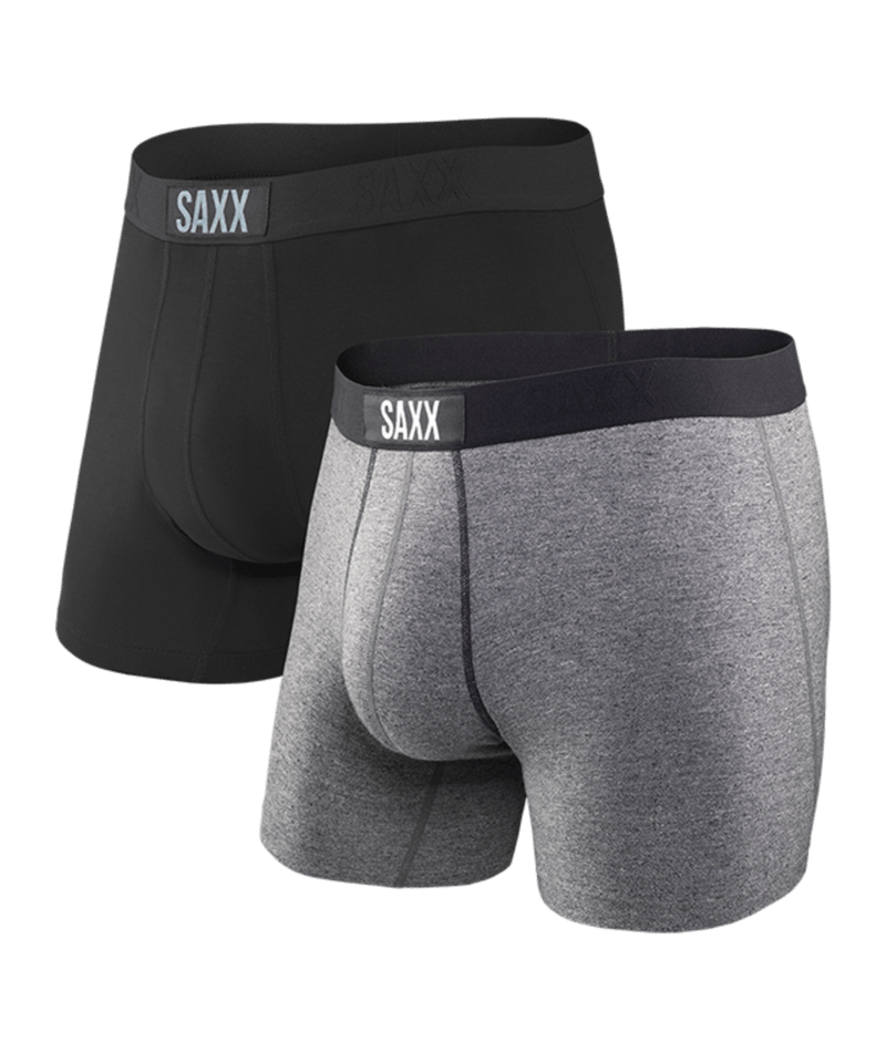 Saxx Underwear Vibe Supersoft 2 Pack Boxer Briefs - Black/Grey