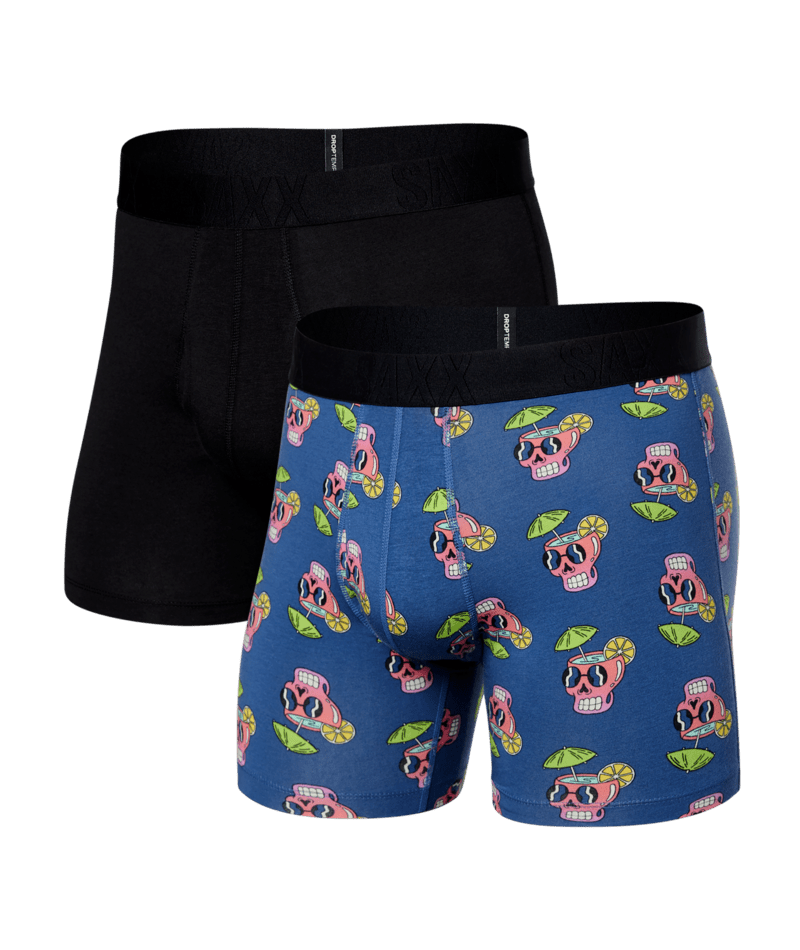 Saxx DROPTEMP™ Cooling Cotton 2 Pack Boxer Briefs - Drunken Skulls / Black