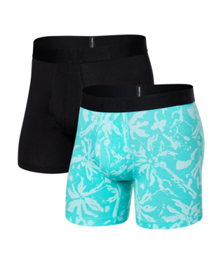 Saxx DROPTEMP™ Cooling Cotton 2 Pack Boxer Briefs - Splash Palms / Black