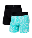 Saxx DROPTEMP™ Cooling Cotton 2 Pack Boxer Briefs - Splash Palms / Black