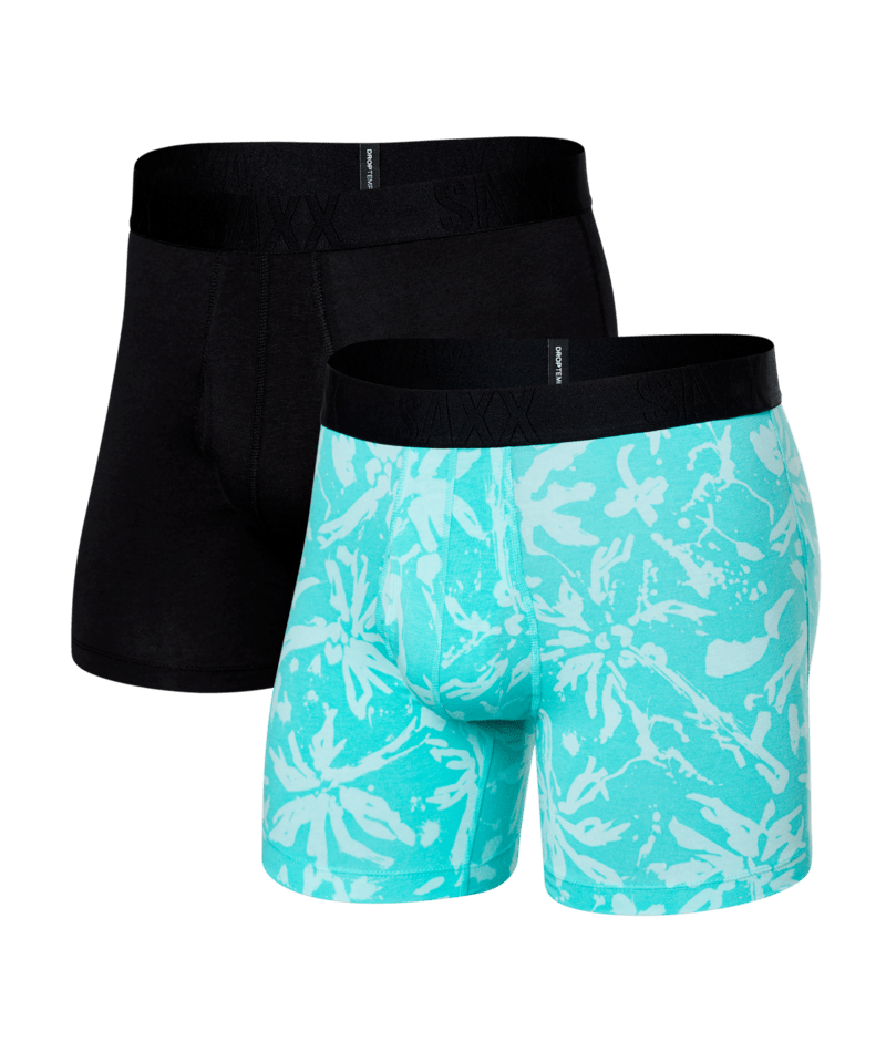 Saxx DROPTEMP™ Cooling Cotton 2 Pack Boxer Briefs - Splash Palms / Black