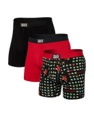 Saxx Ultra Super Soft 3 Pack Boxer Briefs - Sleigh Invaders / Cherry / Black