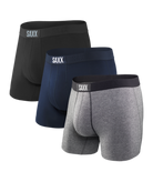 Saxx Underwear Vibe Supersoft 3 Pack Boxer Briefs - Black/Grey/Navy