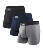 Saxx Underwear Vibe Supersoft 3 Pack Boxer Briefs - Black/Grey/Navy