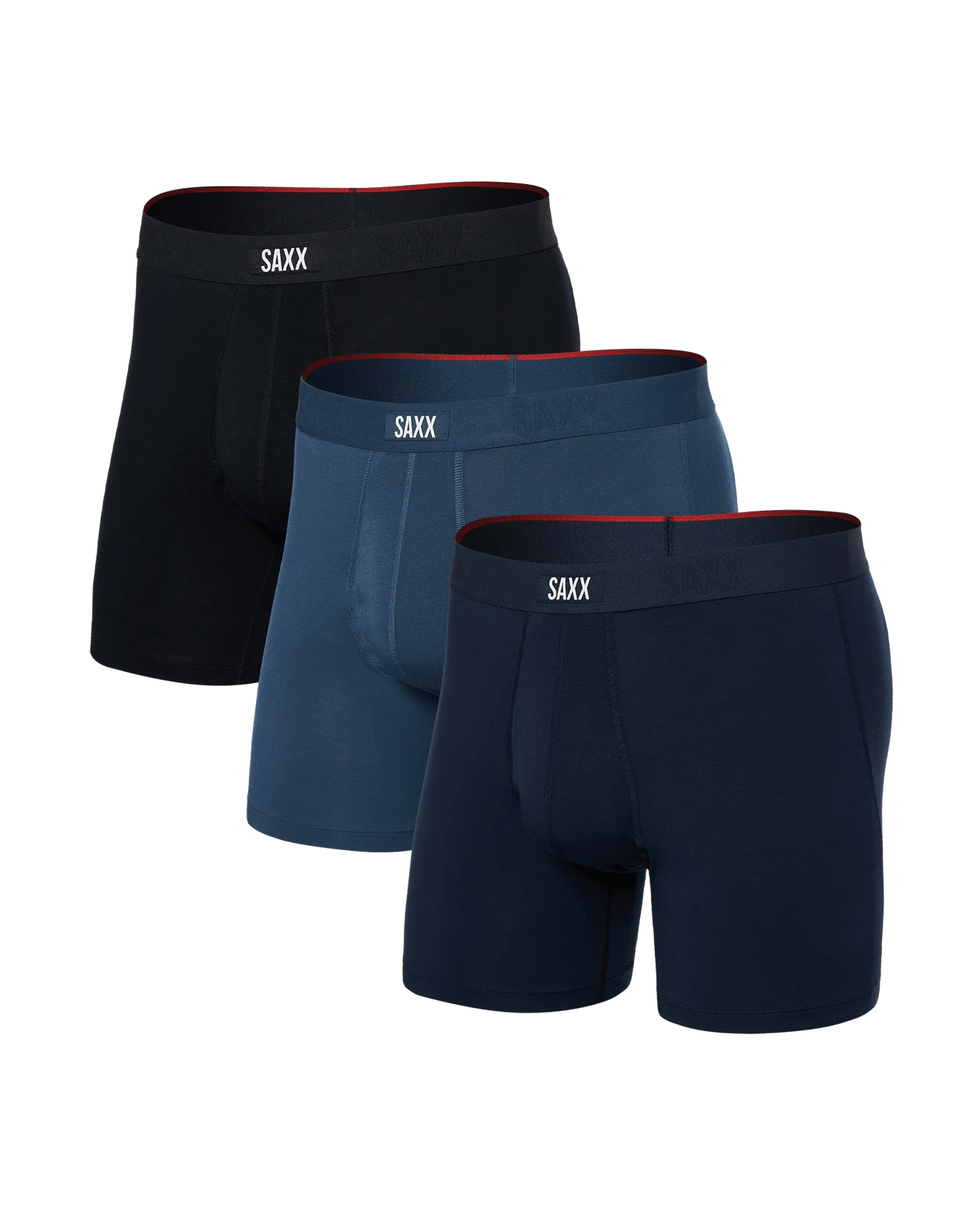 Saxx Underwear Vibe Xtra (3 Pack) Soft Comfort Boxer Brief 6" - Dark Denim/Navy/Black