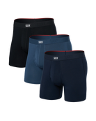 Saxx Underwear Vibe Xtra (3 Pack) Soft Comfort Boxer Brief 6" - Dark Denim/Navy/Black