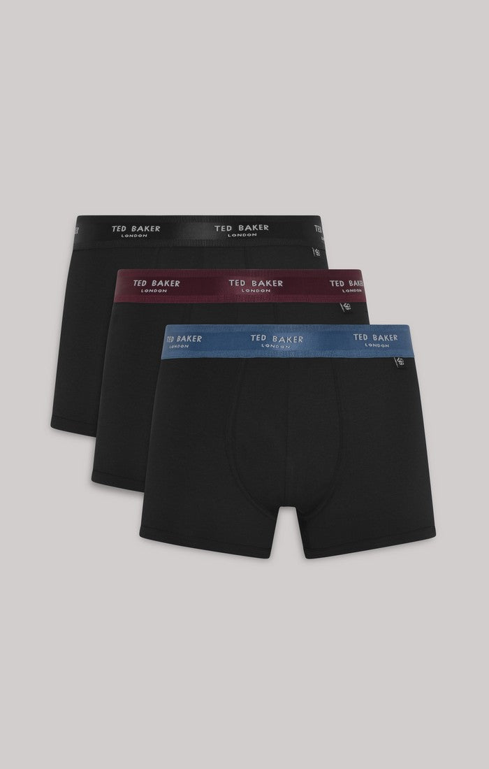 Ted Baker 3 Pack Cotton Stretch Trunks - Black (Radicchio/Black/ Real Teal)