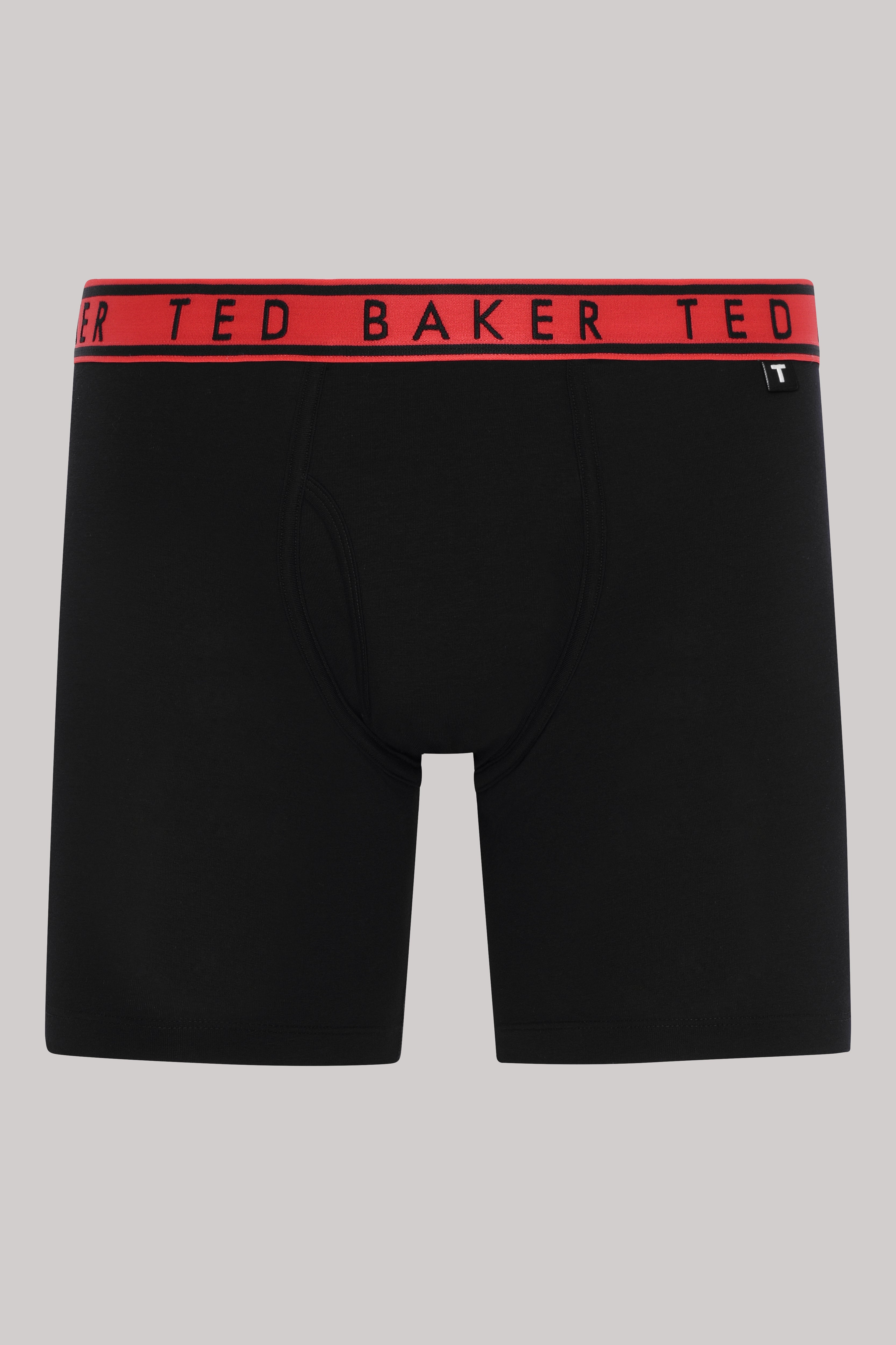 Ted Baker 3 Pack Cotton Stretch Boxer Briefs - Black with Red/Black/Blue waistbands