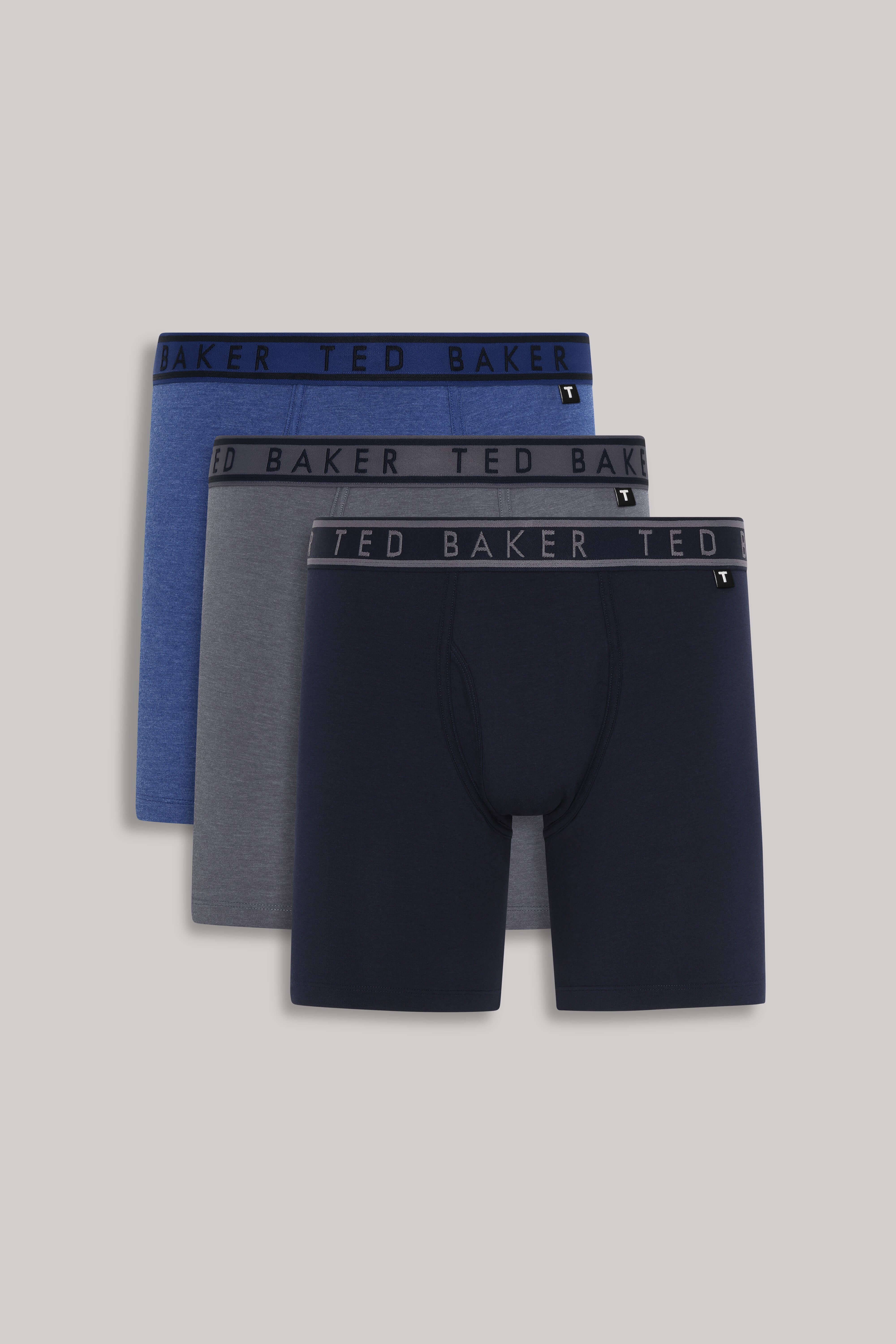 Ted Baker 3 Pack Cotton Stretch Boxer Briefs - Blue/Grey/Black