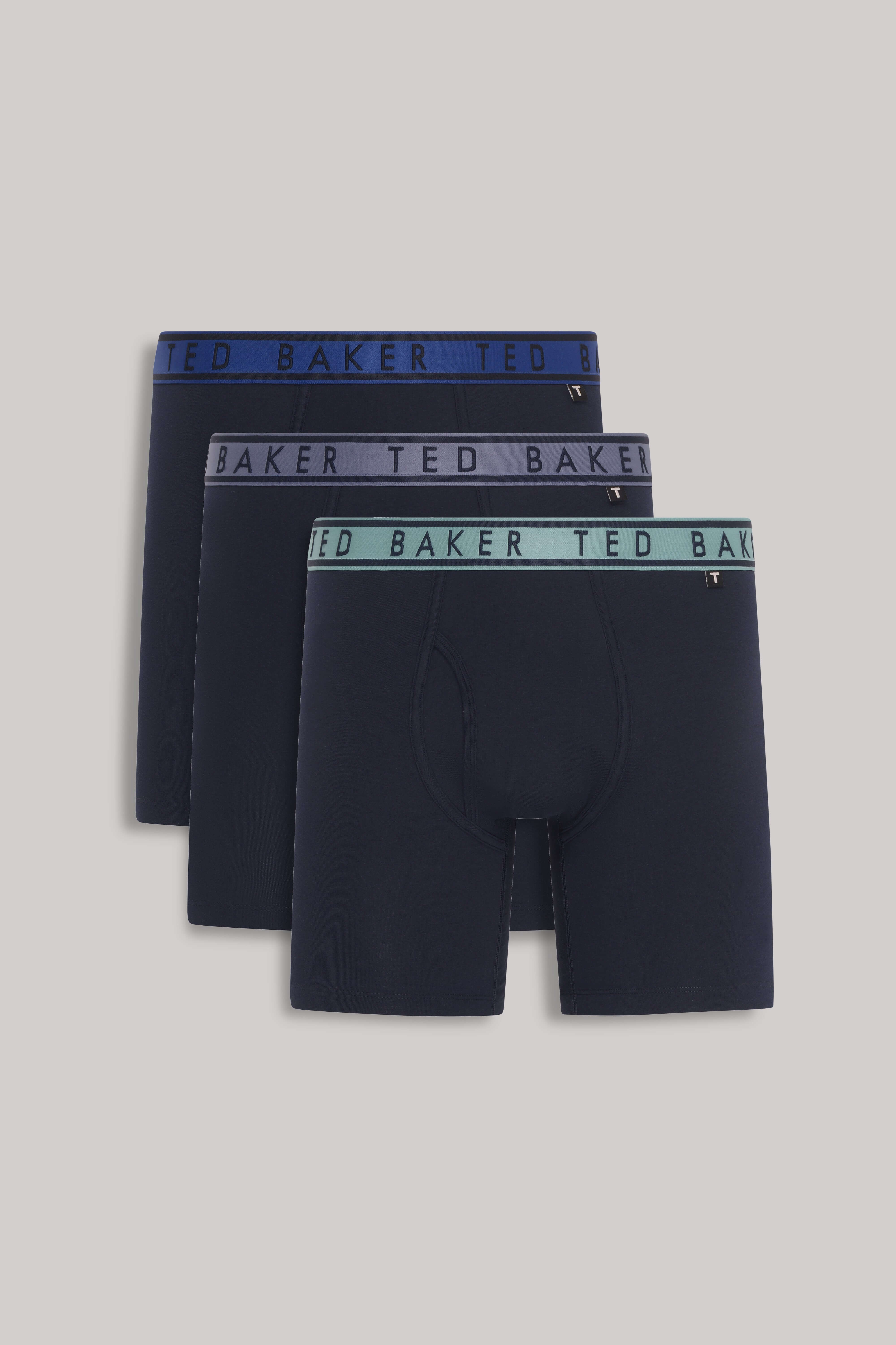 Ted Baker 3 Pack Cotton Stretch Boxer Briefs - Black / Multi Blue