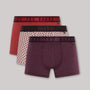 Ted Baker 3 Pack Cotton Stretch Fashion Trunks - Red / Plum Print