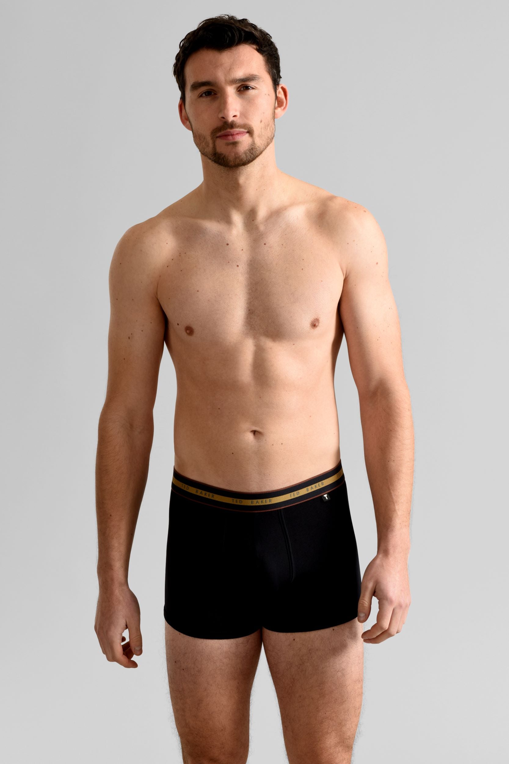 Ted Baker 3 Pack Cotton Stretch Trunks - Black/Grey/Black