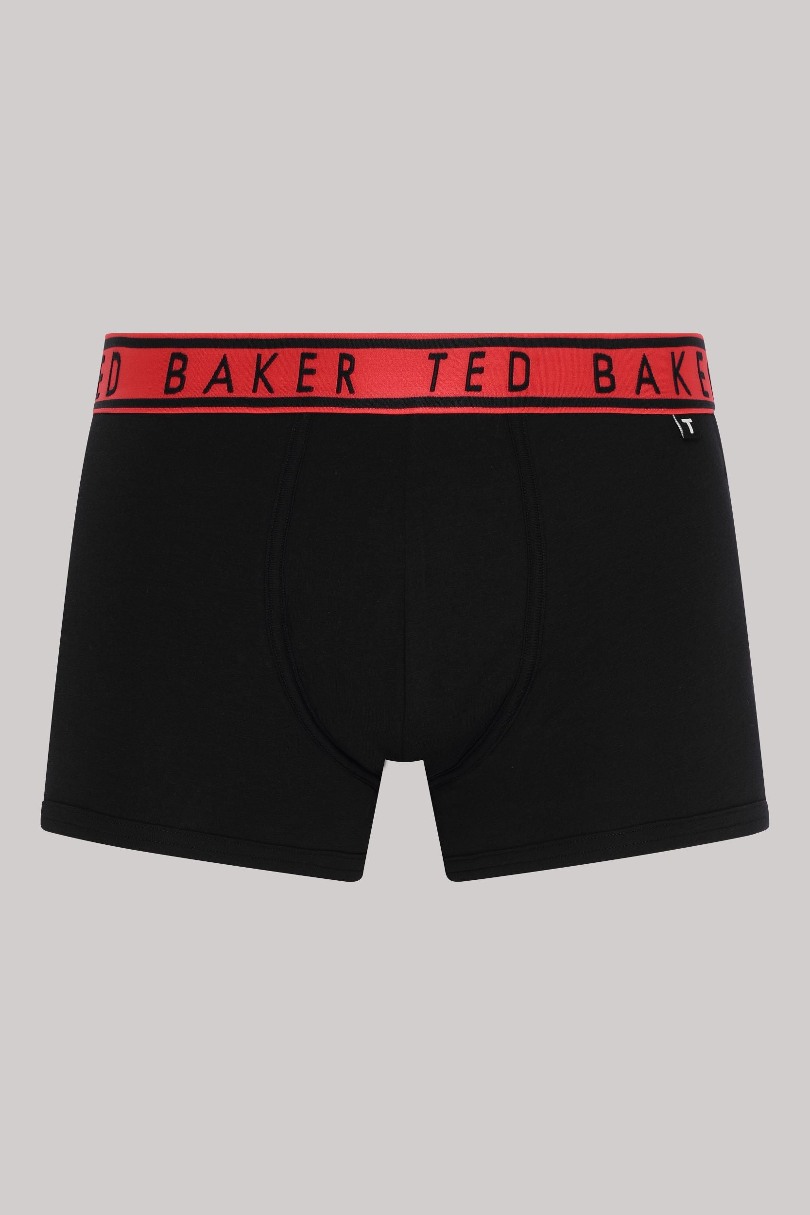 Ted Baker 3 Pack Cotton Stretch Trunks - Black with Red, Black Blue Waistbands