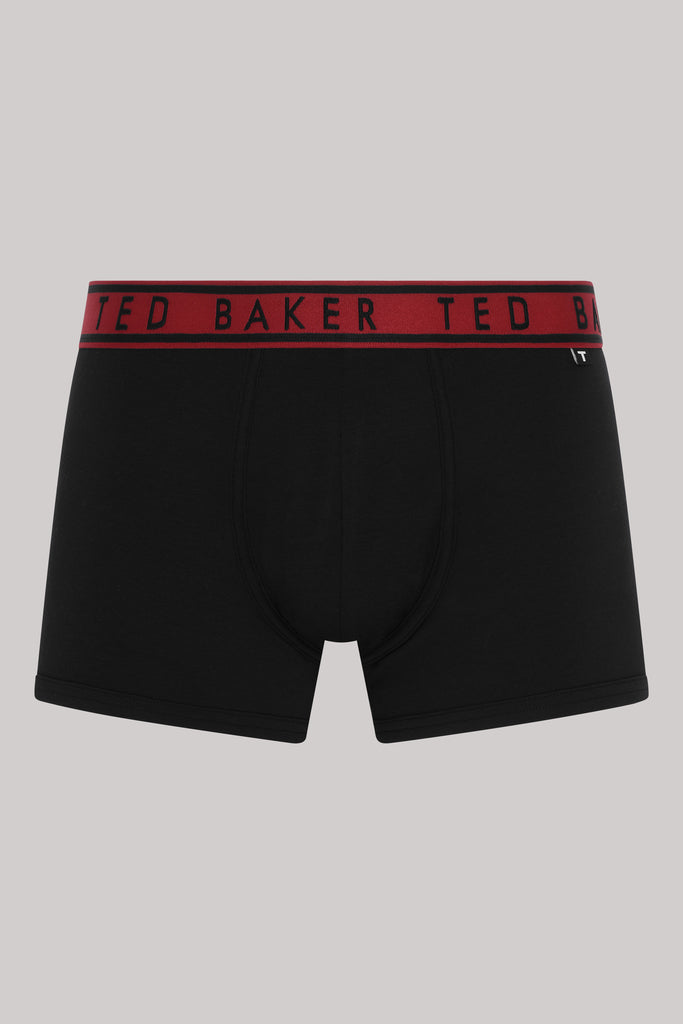 Ted Baker 3 Pack Cotton Stretch Solid Trunks - Black / Bright Bands Multi