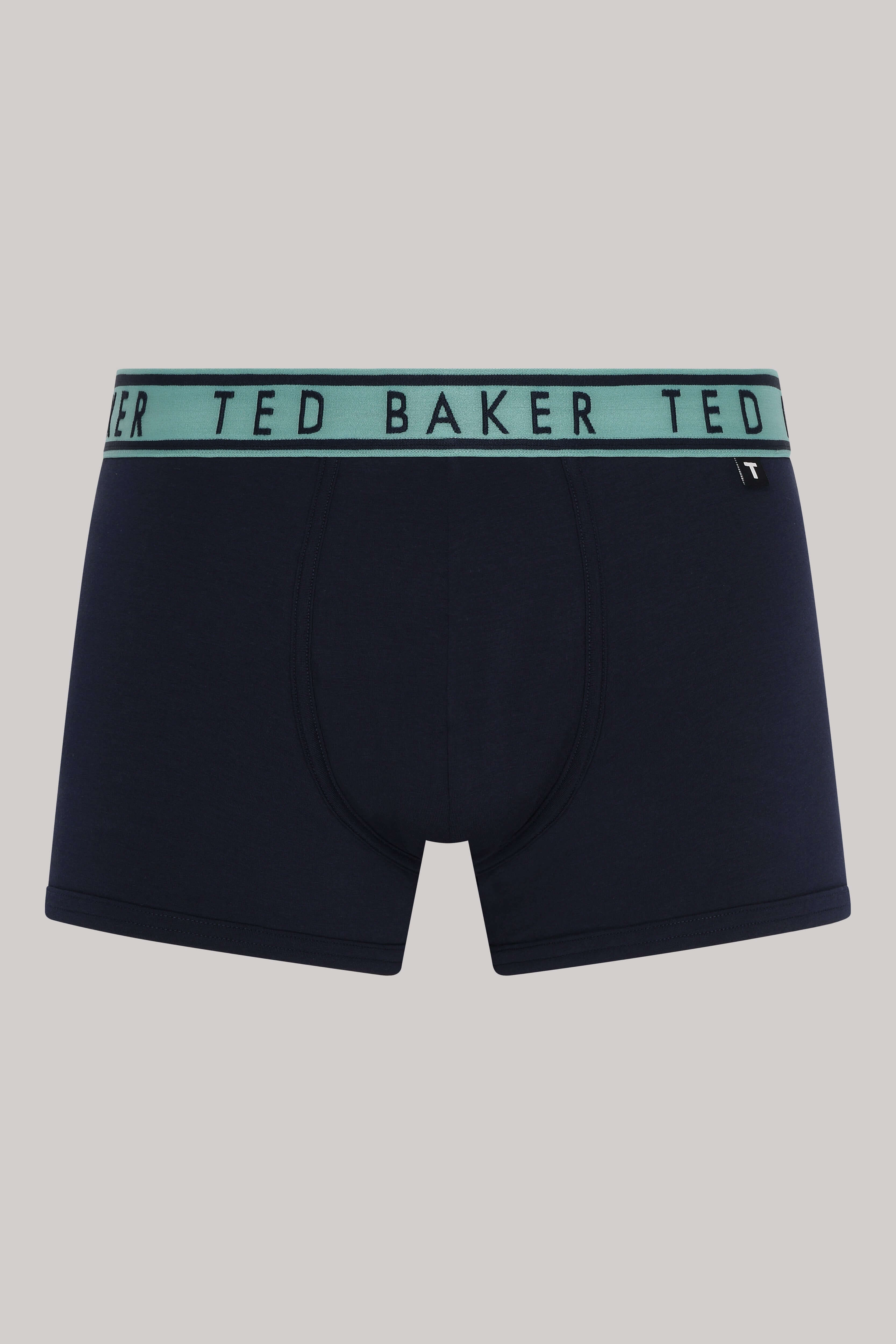 Ted Baker 3 Pack Cotton Stretch Solid Trunks - Black, Blue Waistbands