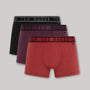 Ted Baker 3 Pack Cotton Stretch Solid Trunks - Black / Plum / Red