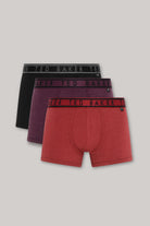 Ted Baker 3 Pack Cotton Stretch Solid Trunks - Black / Plum / Red