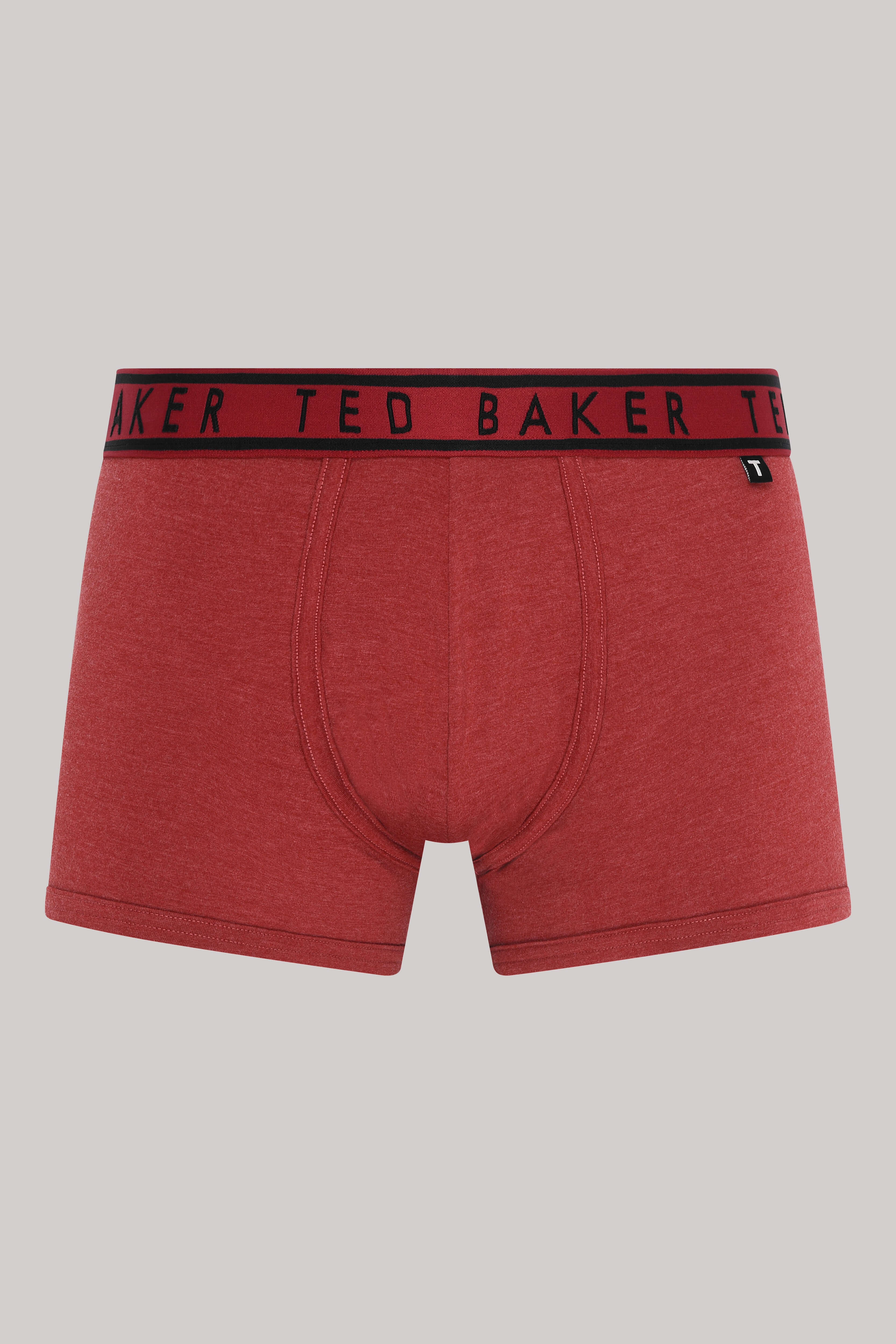 Ted Baker 3 Pack Cotton Stretch Solid Trunks - Black / Plum / Red