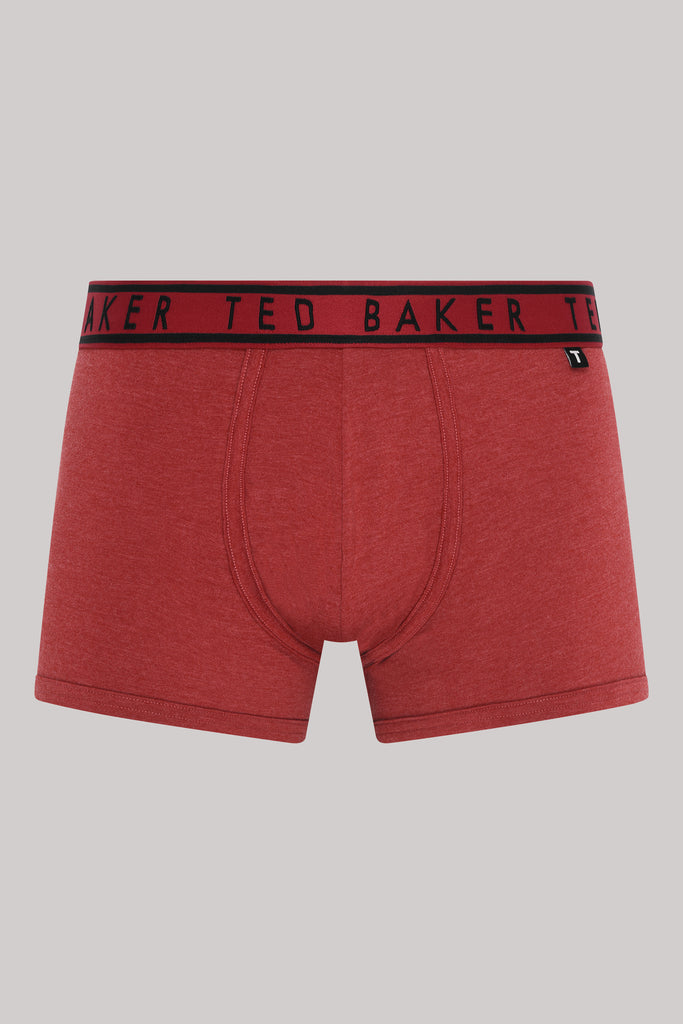 Ted Baker 3 Pack Cotton Stretch Solid Trunks - Black / Plum / Red