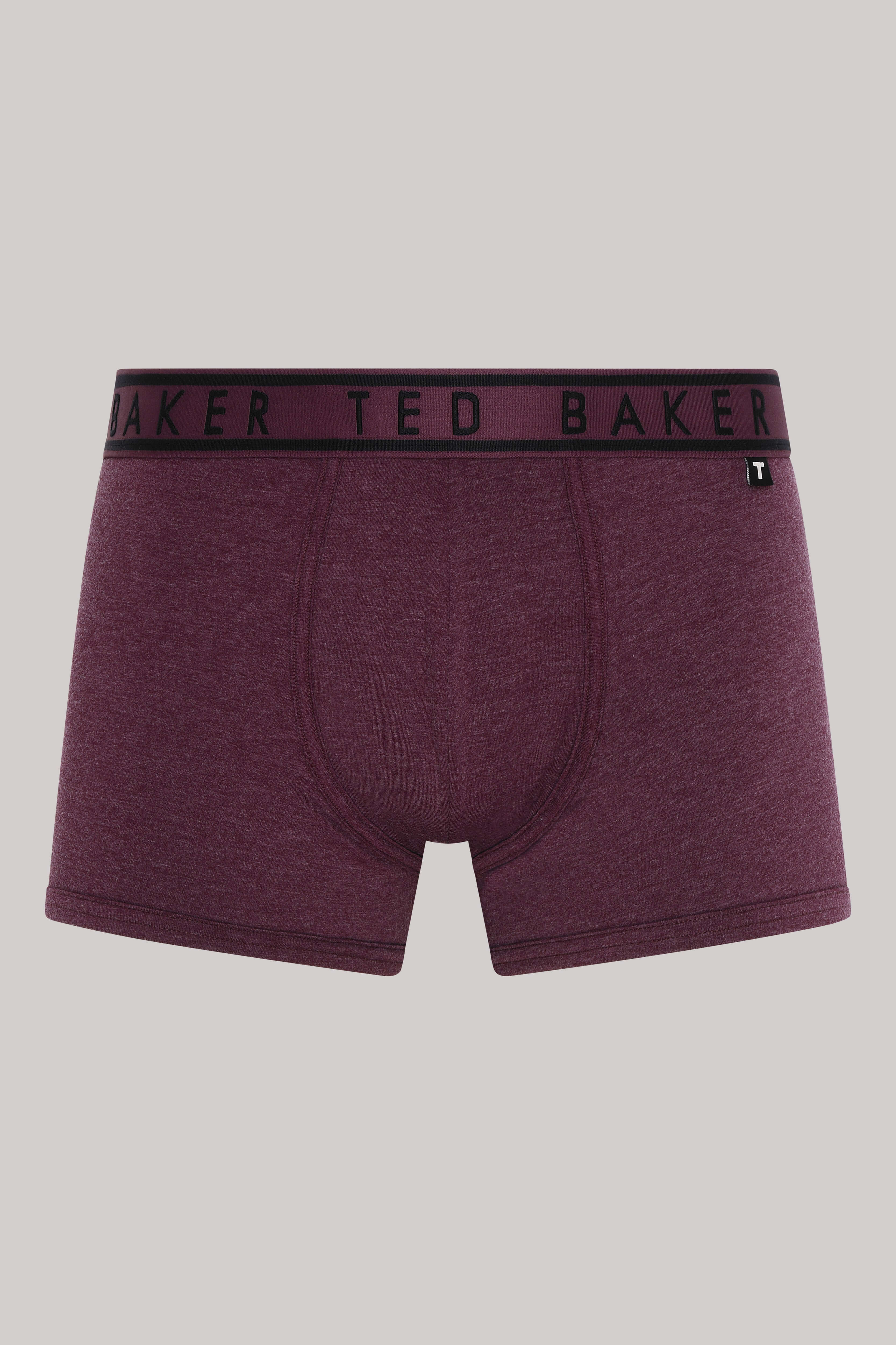 Ted Baker 3 Pack Cotton Stretch Solid Trunks - Black / Plum / Red