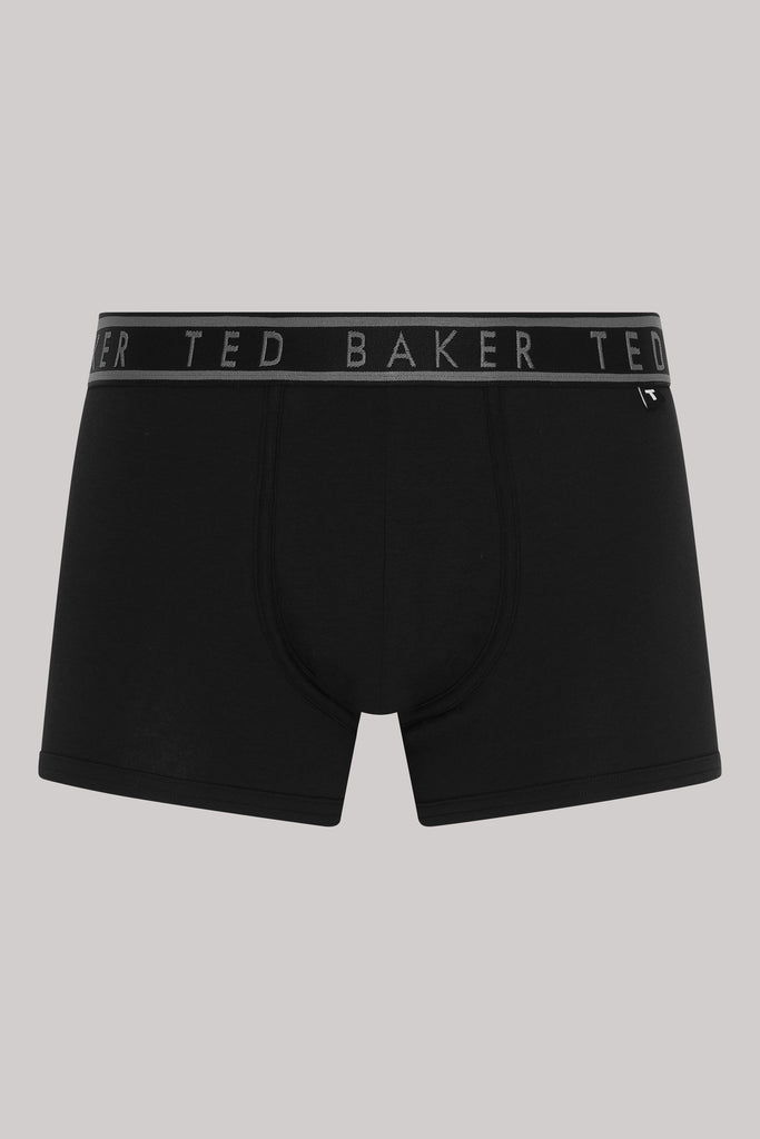 Ted Baker 3 Pack Cotton Stretch Solid Trunks - Black / Plum / Red