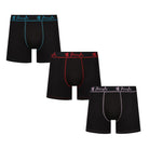 Pringle 3 Pack Men's Bamboo Boxers – Black with Red/Pink/Blue Logo